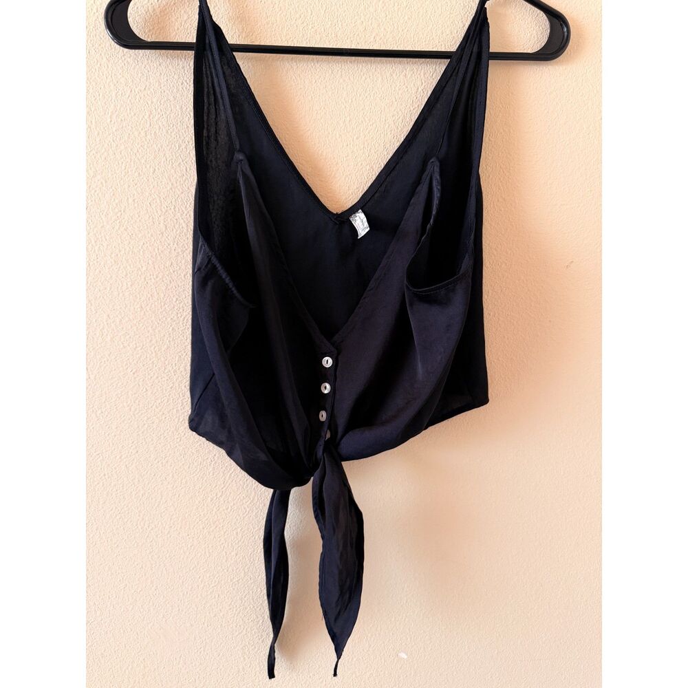 Intimately Free People Black Tie Front Crop Top Camisole Tank Small